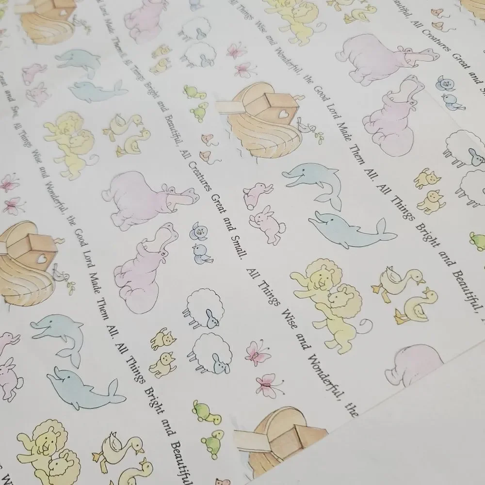 Vintage 90s Gibson Noah's Arc Animals Baby Shower Religious Gift Wrap